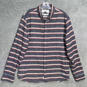 Penfield Shirt Men Sz L Blue Western Stripe Flannel Outdoor Button Up Long Sleev